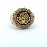 Yellow Gold Mexican Coat of Arms Diamond Signet Ring