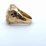 Yellow Gold Mexican Coat of Arms Diamond Signet Ring
