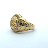 Yellow Gold Mexican Coat of Arms Diamond Signet Ring
