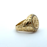 Yellow Gold Mexican Coat of Arms Diamond Signet Ring