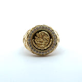Yellow Gold Mexican Coat of Arms Diamond Signet Ring