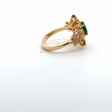Yellow Gold Emerald Cabochon Multistone Ring