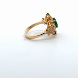 Yellow Gold Emerald Cabochon Multistone Ring
