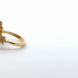 Yellow Gold Emerald Cabochon Multistone Ring