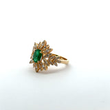 Yellow Gold Emerald Cabochon Multistone Ring