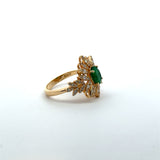 Yellow Gold Emerald Cabochon Multistone Ring