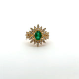 Yellow Gold Emerald Cabochon Multistone Ring