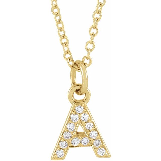 14K Yellow Gold Natural Diamond Petite Initial Necklace — A