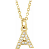 14K Yellow Gold Natural Diamond Petite Initial Necklace — A