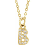 14K Yellow Gold Natural Diamond Petite Initial Necklace — B