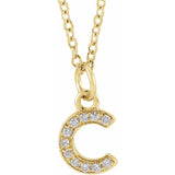 14K Yellow Gold Natural Diamond Petite Initial Necklace — C