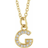 14K Yellow Gold Natural Diamond Petite Initial Necklace — G