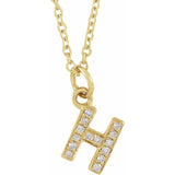 14K Yellow Gold Natural Diamond Petite Initial Necklace — H