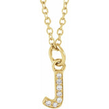 14K Yellow Gold Natural Diamond Petite Initial Necklace — J
