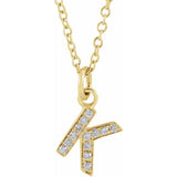 14K Yellow Gold Natural Diamond Petite Initial Necklace — K