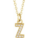 14K Yellow Gold Natural Diamond Petite Initial Necklace — Z