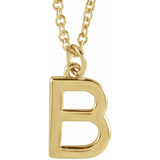 14K Yellow Gold Initial Dangle Necklace — 18 Inches — B