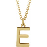 14K Yellow Gold Initial Dangle Necklace — 18 Inches — E