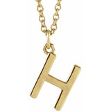 14K Yellow Gold Initial Dangle Necklace — 18 Inches — H