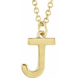 14K Yellow Gold Initial Dangle Necklace — 18 Inches — J