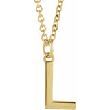 14K Yellow Gold Initial Dangle Necklace — 18 Inches — L
