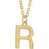 14K Yellow Gold Initial Dangle Necklace — 18 Inches — R