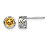 Sterling Silver Round Citrine Stud Earrings