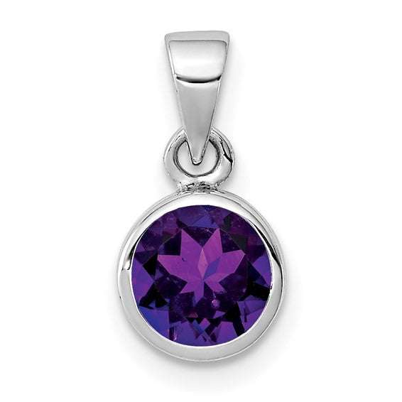 Sterling Silver Round Amethyst Pendant