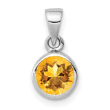 Sterling Silver Round Citrine Pendant