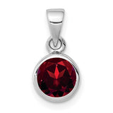 Sterling Silver Round Garnet Pendant