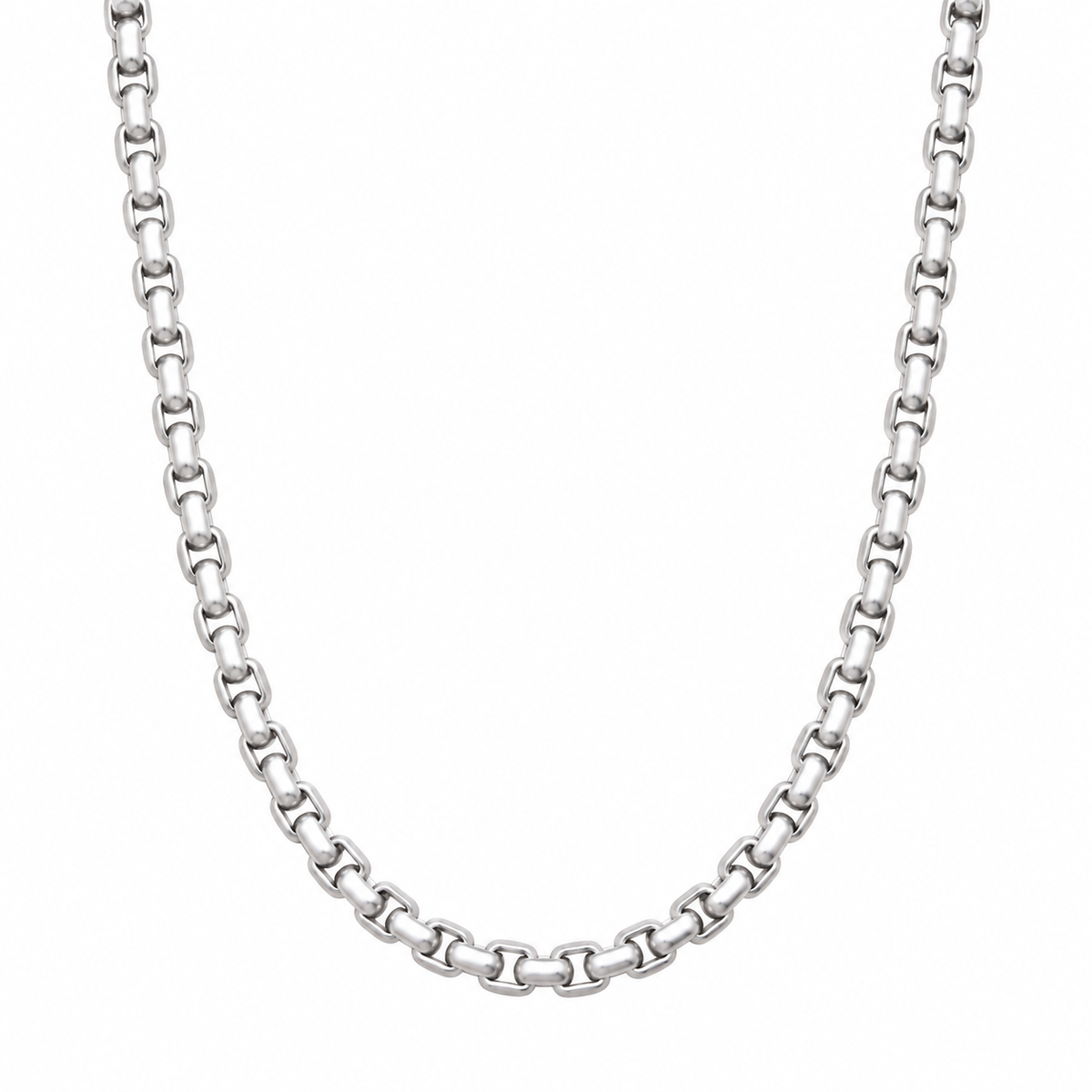 Sterling silver box chain hanging view