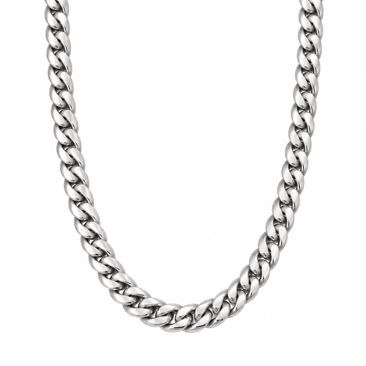 Sterling silver cuban chain hanging view