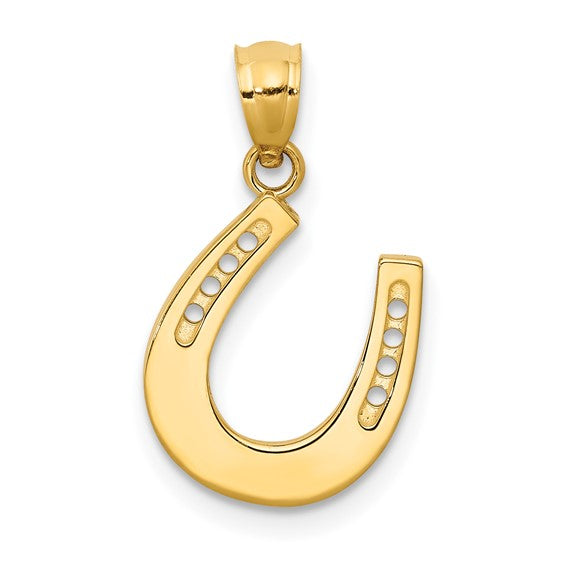 14K Yellow Gold Polished Horseshoe Pendant
